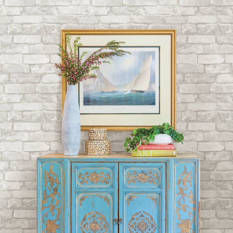 NuWallpaper Brick Peel & Stick Wallpaper White/Gray