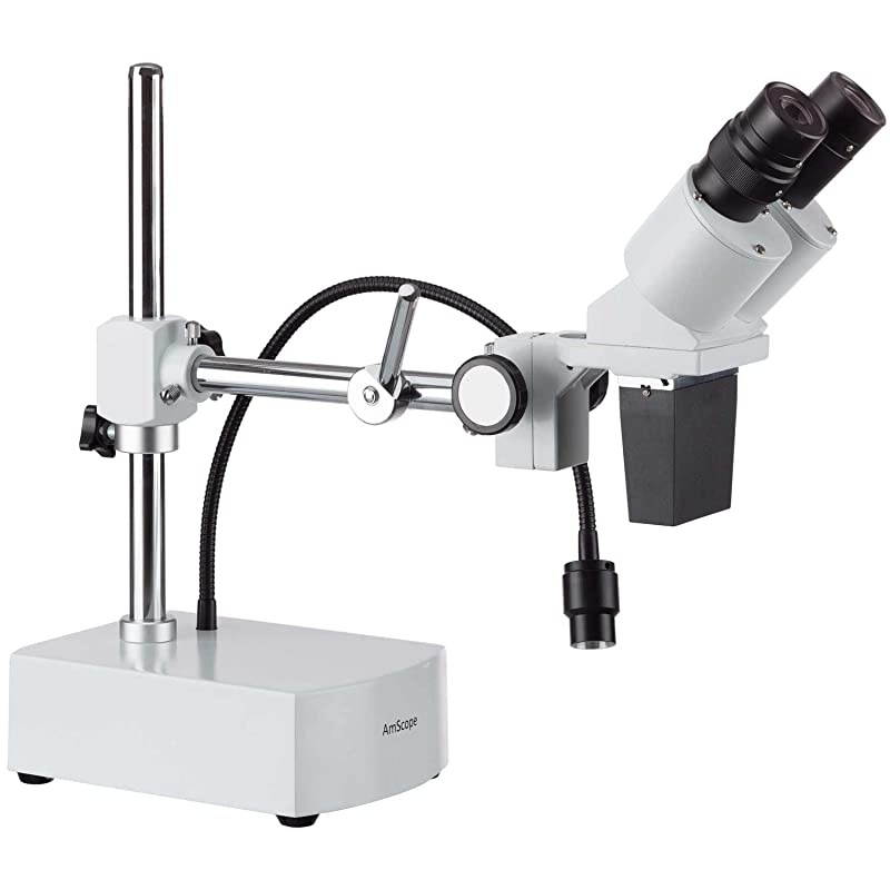 SE420Z Professional Binocular Stereo Microscope WF10x and WF20x Eyepieces 20X and 40X Magnification 2X Objective Tungsten Lighting BoomArm Stand 110V120V