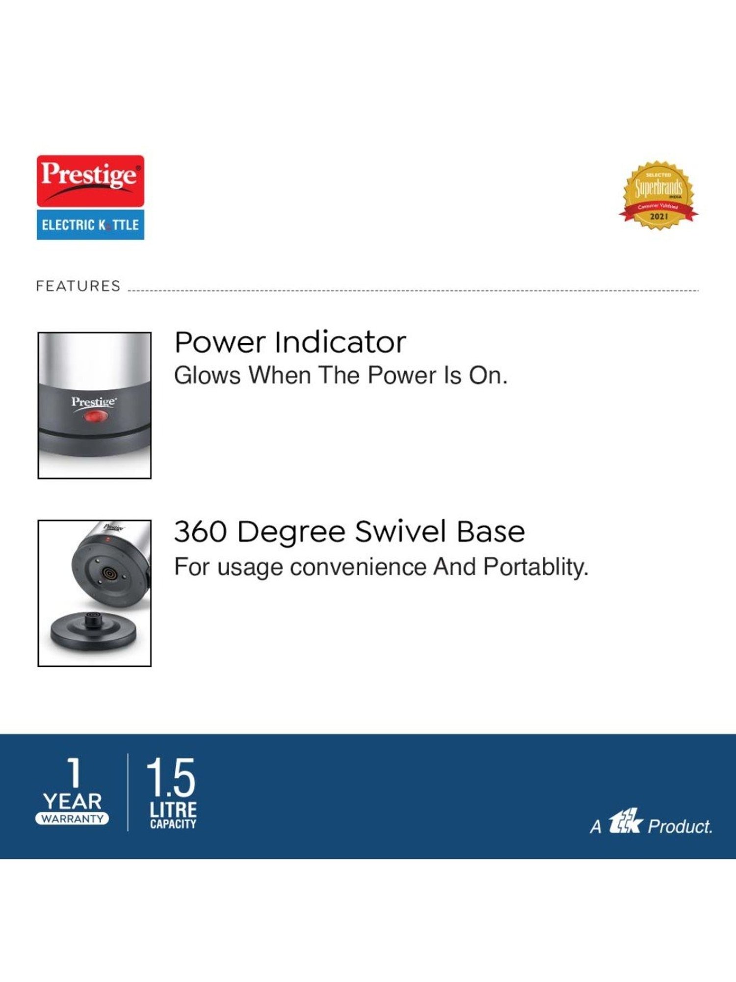 Pigeon by Stovekraft Swift Multi Cook Kettle 1.5L (Blue)