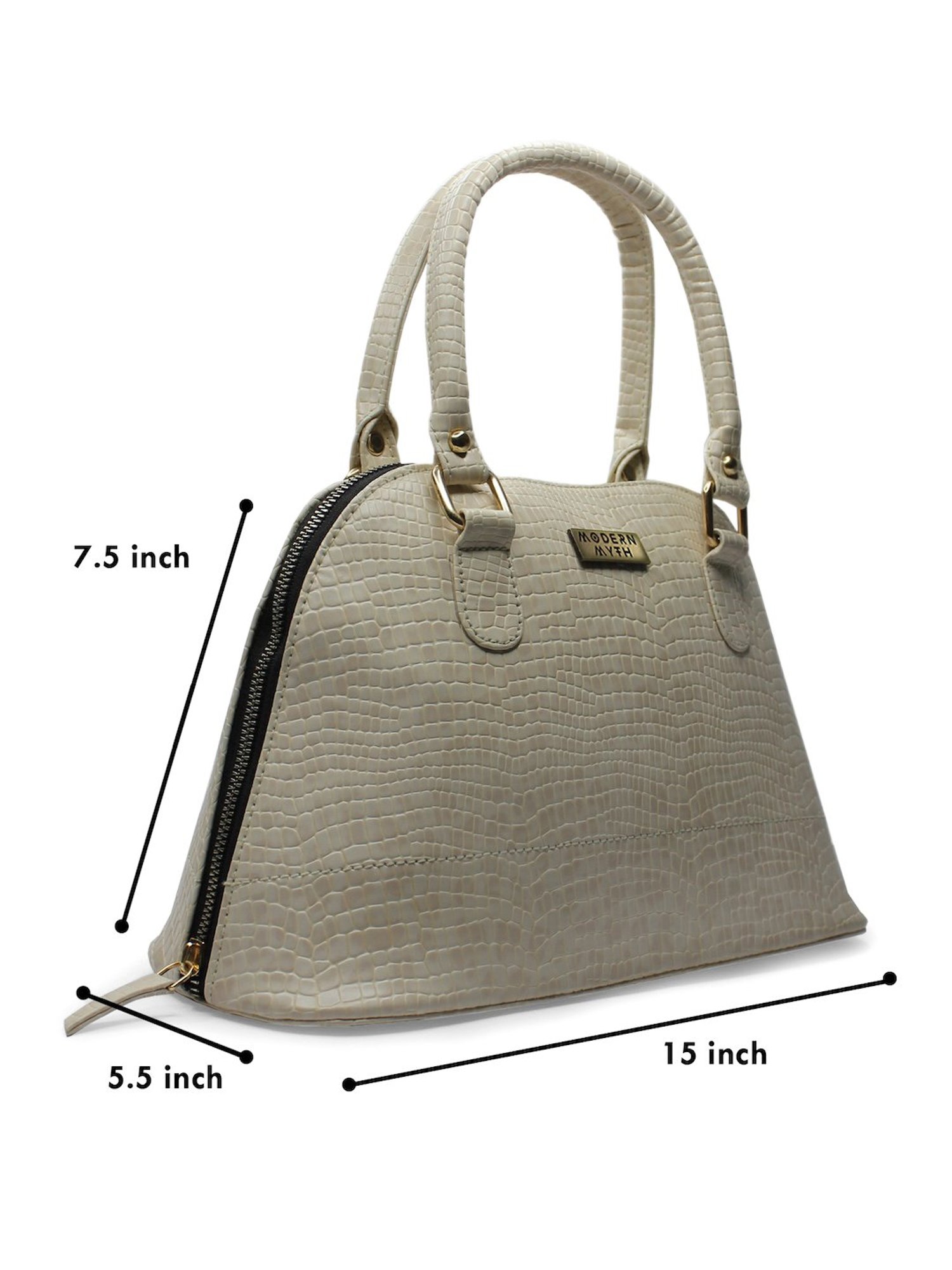 Modern Myth Beige Textured Medium Handbag