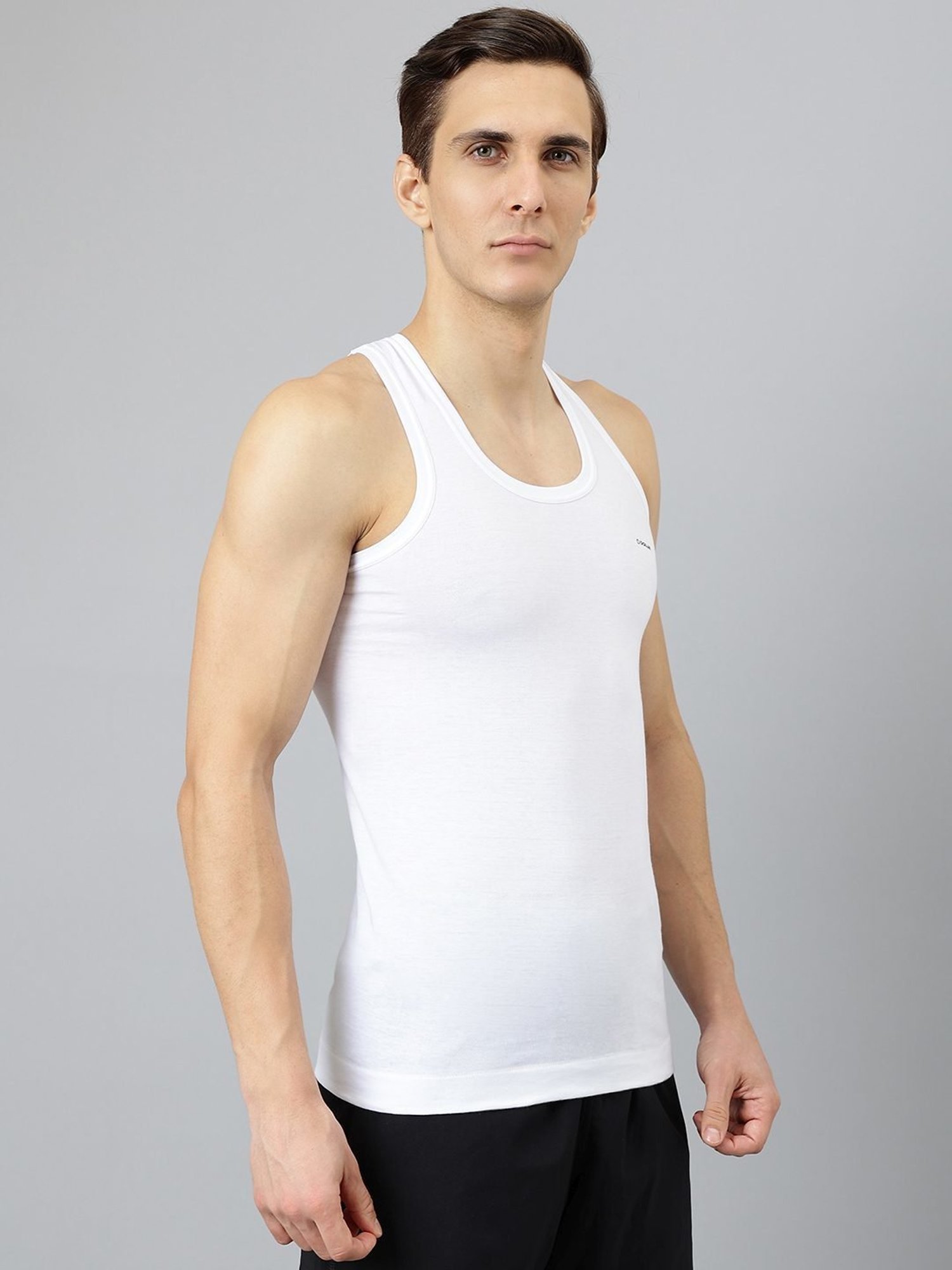 Dollar Bigboss White Cotton Regular Fit Vest - Pack Of 10