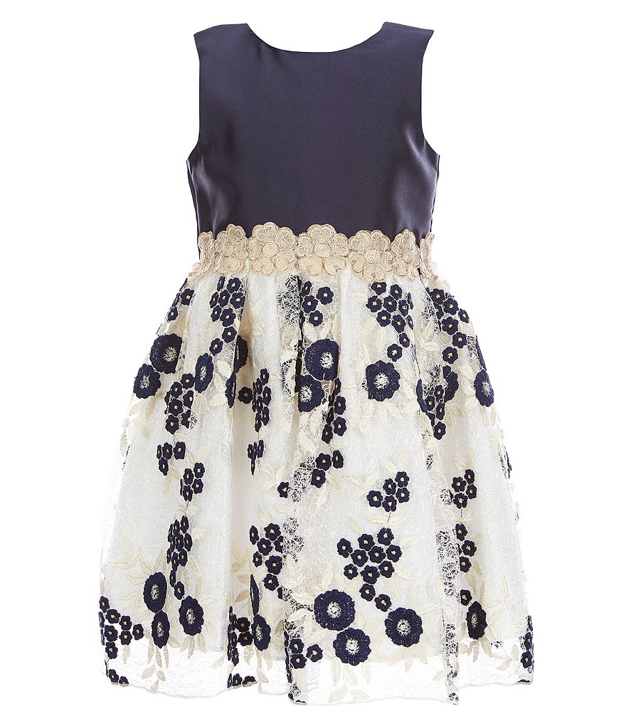 Laura Ashley Little Girls 2T-6X Sleeveless Embroidered Lace Dress