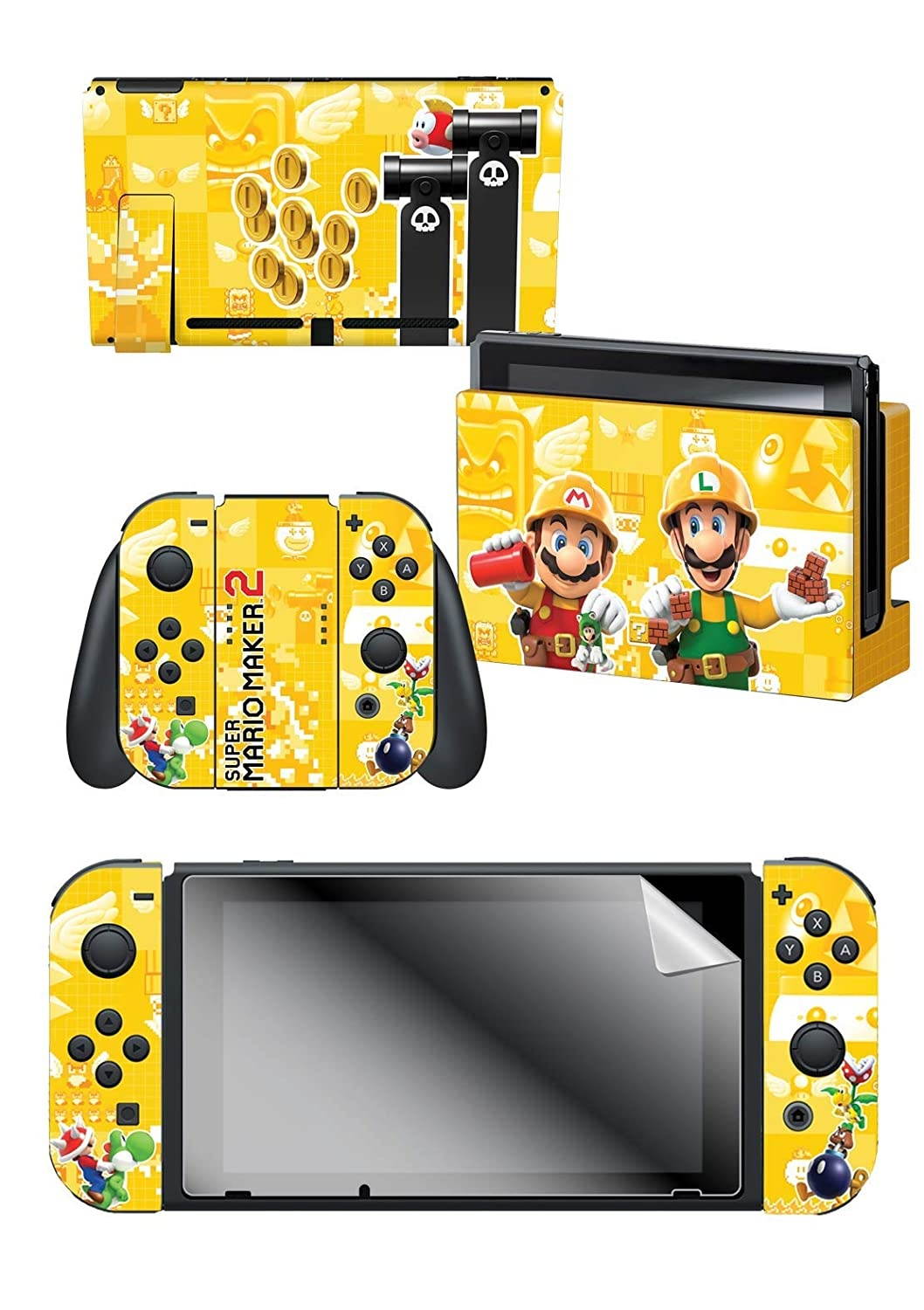 Controller Gear Nintendo Switch Skin & Screen Protector Set - Super Mario Maker 2 - Builder Bros. - Nintendo Switch