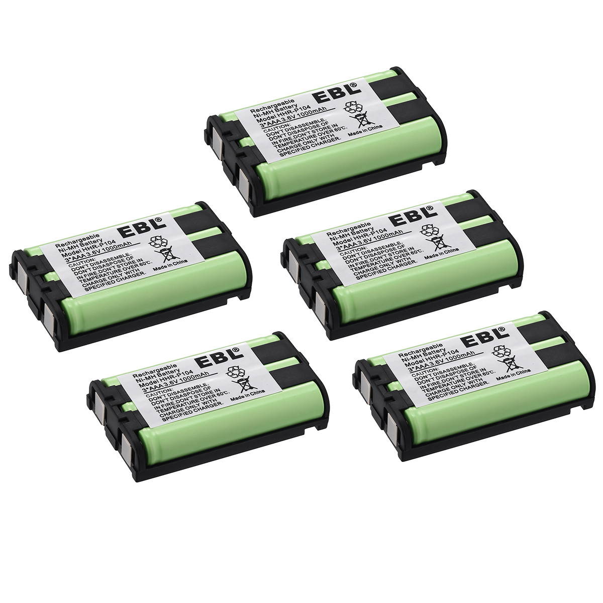 EBL 10 Pack HHR-P104 Batteries 1000mAh 3.6V Cordless Home Phone Replacement Battery for HHR-P104 P104A KX-TG2314 KX-TG2388B