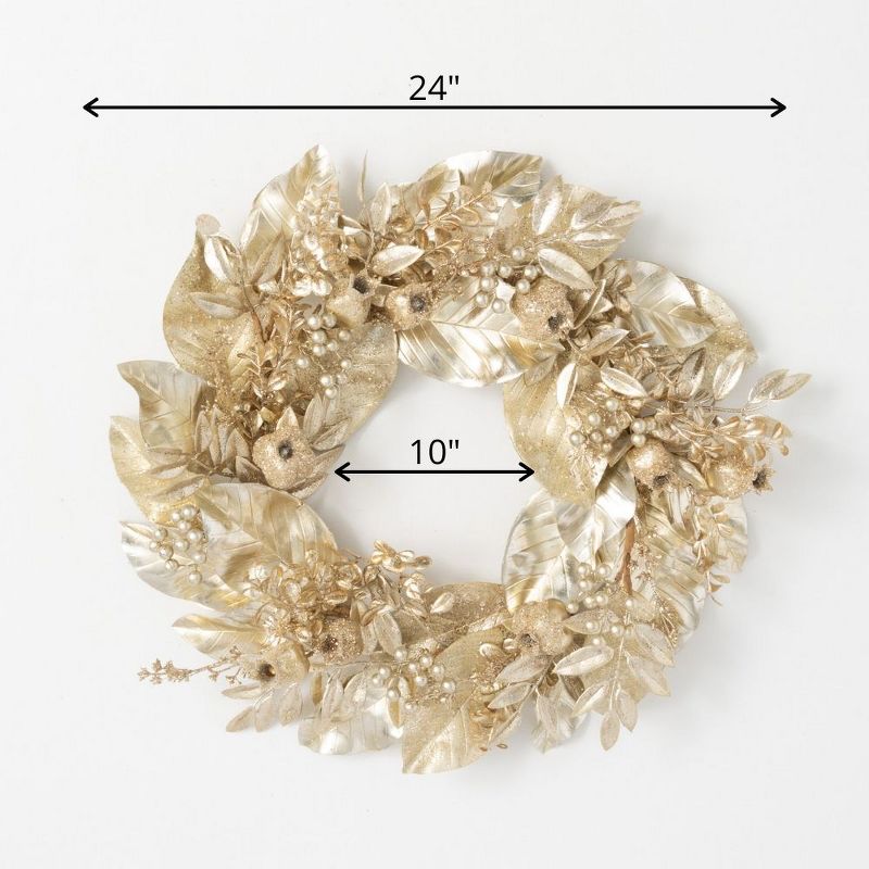 Sullivans Magnolia & Pomegranate Artificial Wreath 24"H Gold