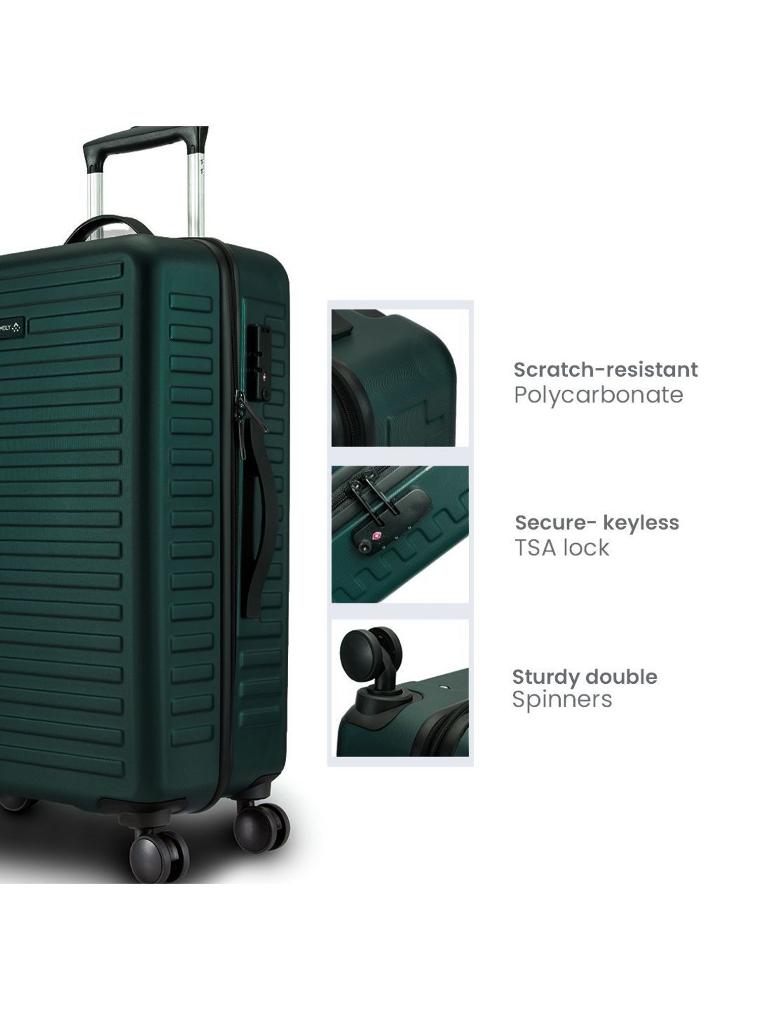 Assembly Green Textured Trolley Bag Set of 2 - 20 inch & 24 inch