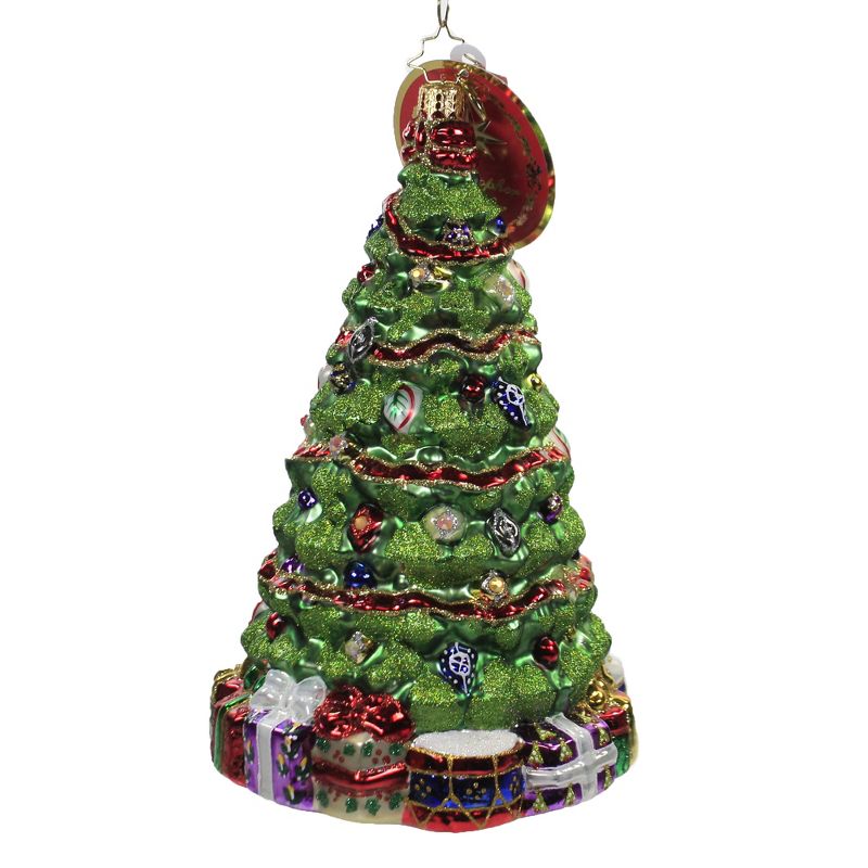 Christopher Radko 7.75" Ribbon Wrapped Cypress Tree Ornament Decorated Christmas  -  Tree Ornaments
