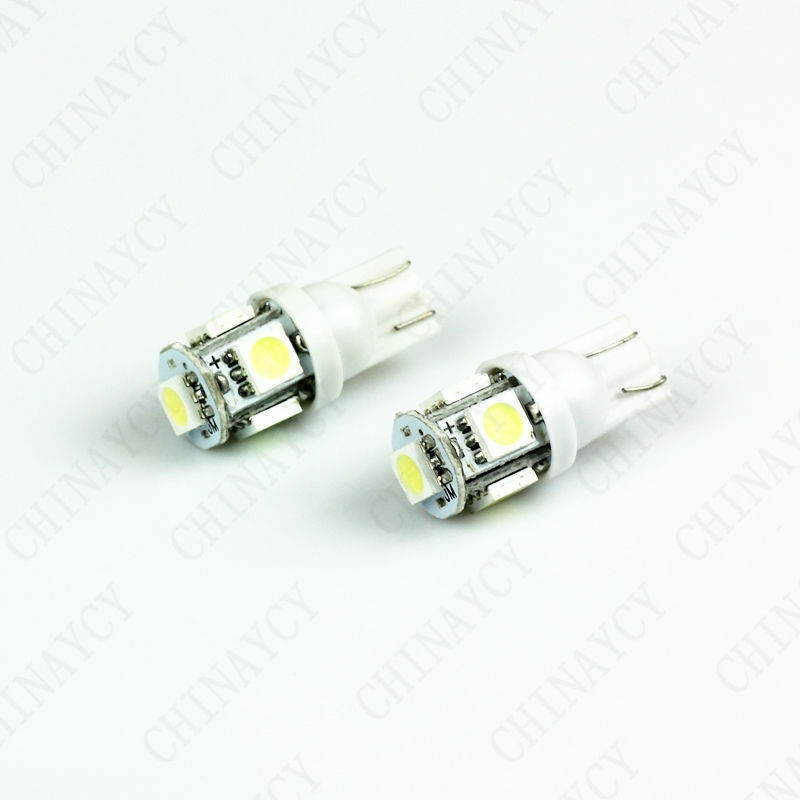 2 x HID White 360&deg; 5-SMD 168 194 2825 LED Bulbs For License Plate Lights