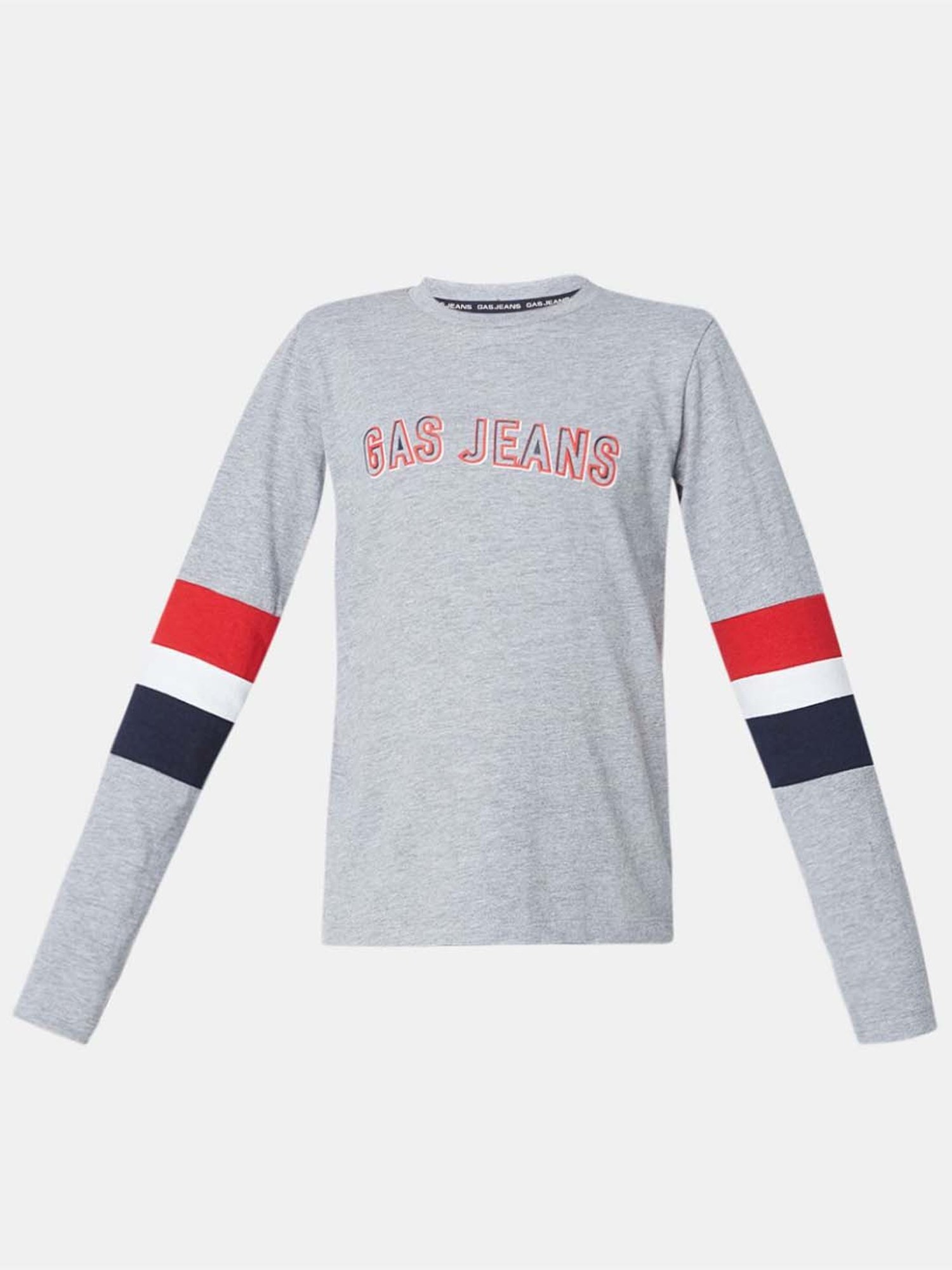 Gas Kids Grey Cotton Printed Full Sleeves T-Shirt