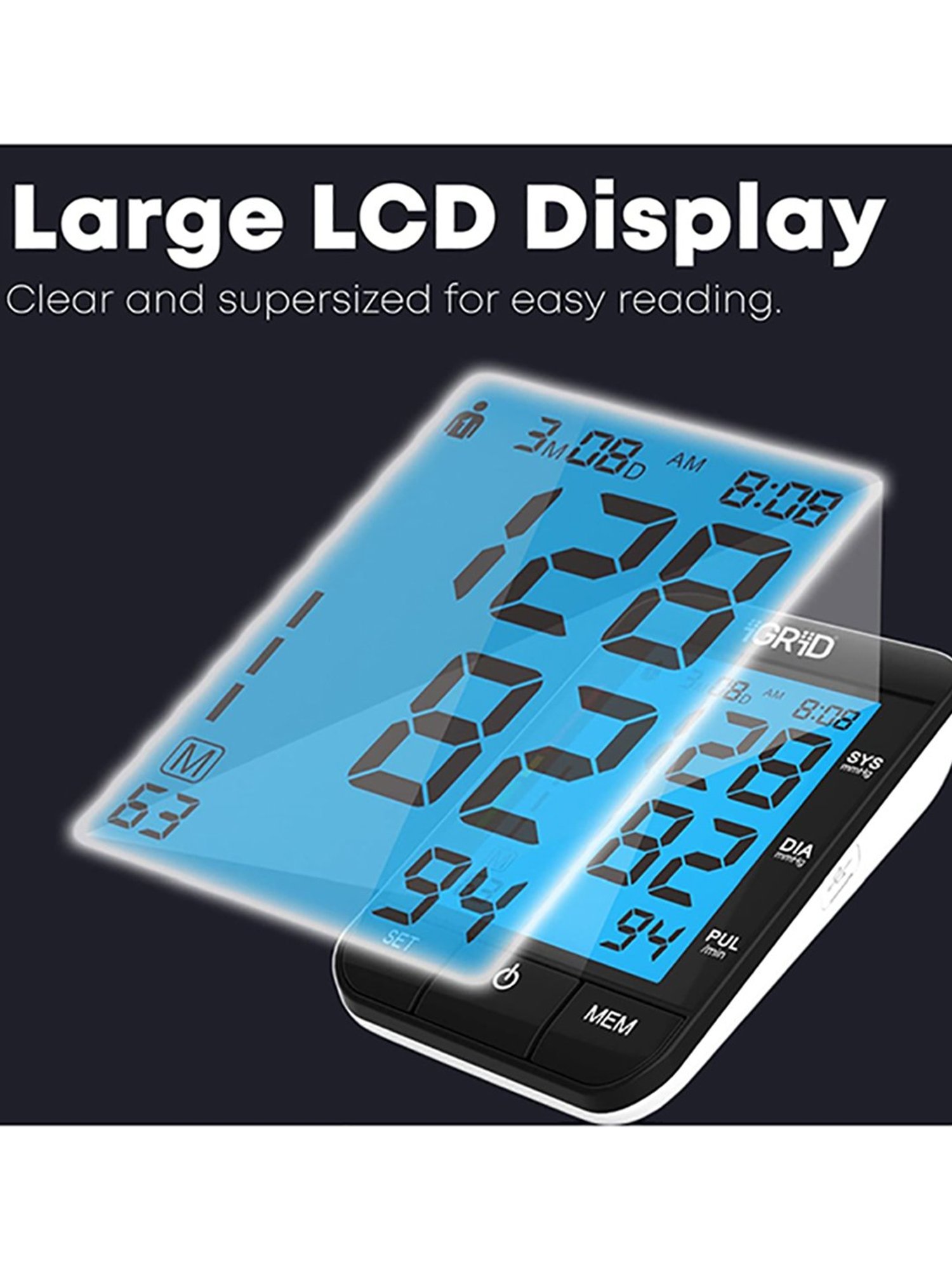 iGRiD IG1408 Digital BP Monitor with LCD Display (Black)