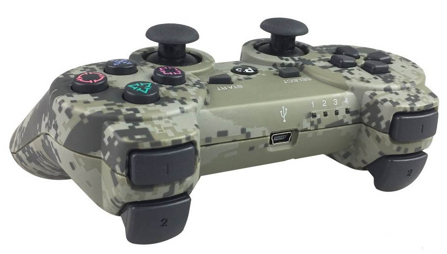 PS3 Controller Wireless Double Shock Gamepad for Playstation 3 Remote Control Sixaxis Joystick Wireless PS3 Controller with Charging Cable - camouflage