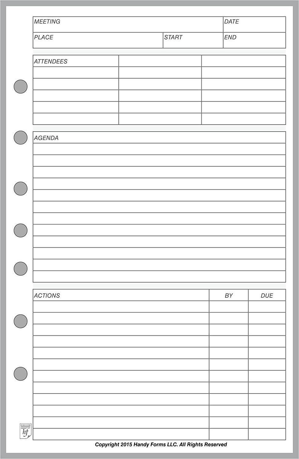 Classic Size Meeting Manager, Sized and Punched with 7 Holes for Franklin Covey Classic Notebook (5.5" x 8.5")