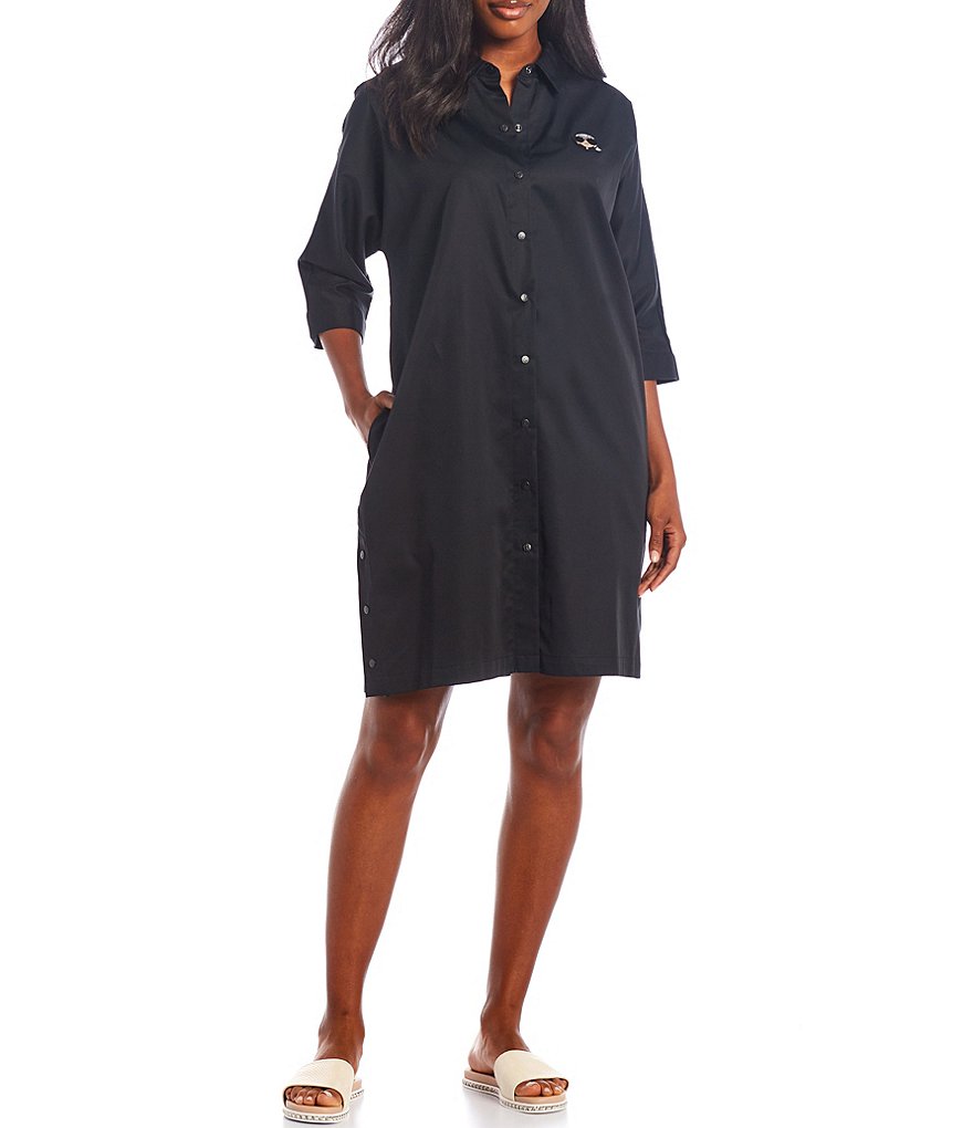 KARL LAGERFELD PARIS Emoji Oversized Button Front Shirt Dress