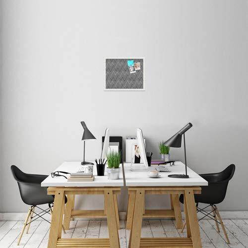 PinPix pin Cork Bulletin Board Made from Canvas, Modeco Zig Zag Black 20x16 Inches (Completed Size) and Framed in Satin White Frame (PinPix-1535-20x16_FRBW26074)