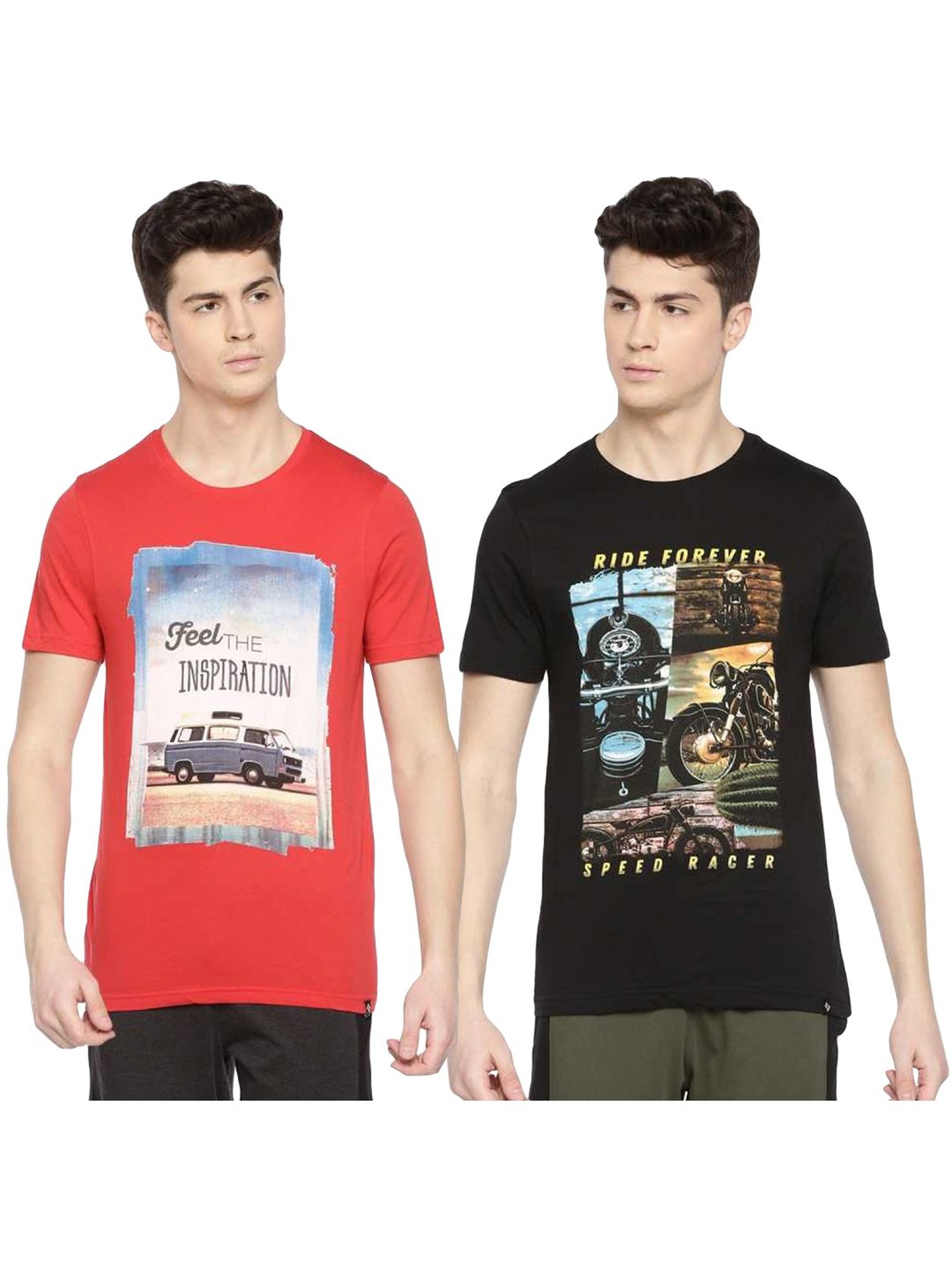 Dollar Mutlicolored Regular Fit Printed T-Shirt (Pack of 2)