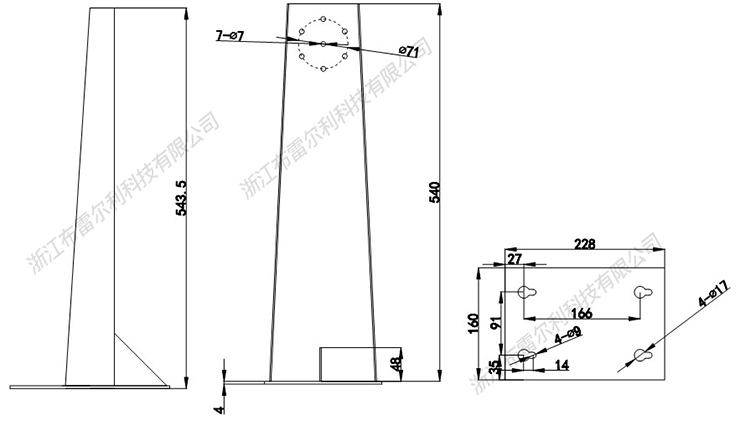 Explosion-proof camera Bracket BL-EX55LA for BLEL camera made of 304 Stainless Steel corrosion resistance and aging resistance