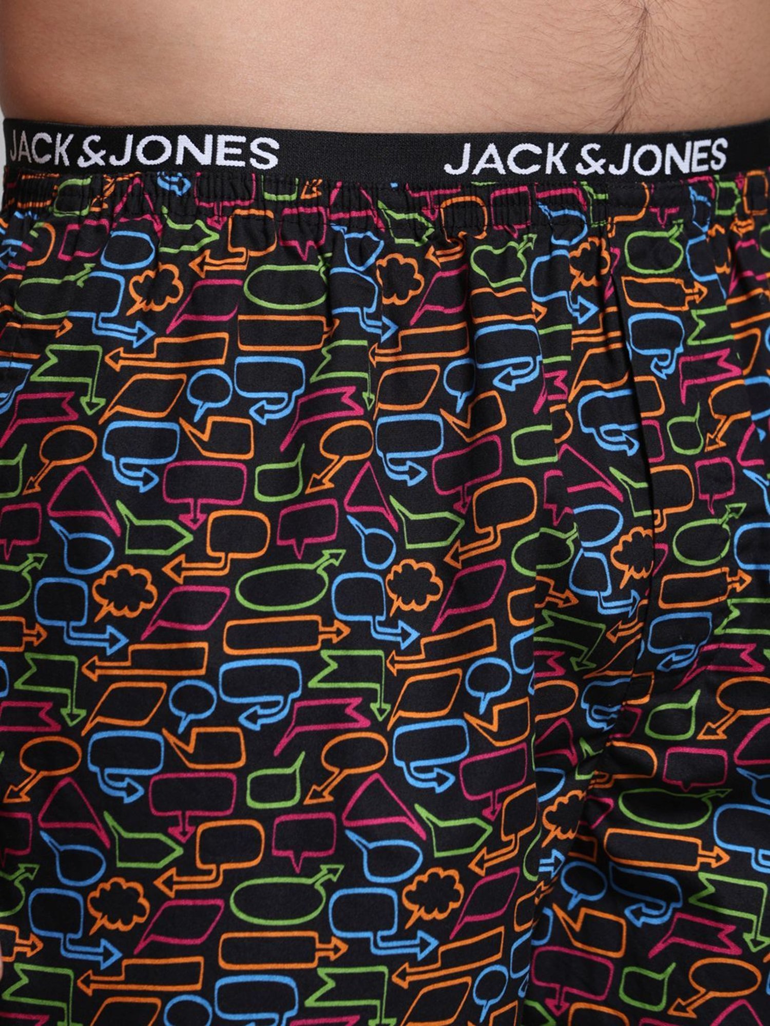 Jack & Jones Black Cotton Regular Fit Printed Boxers