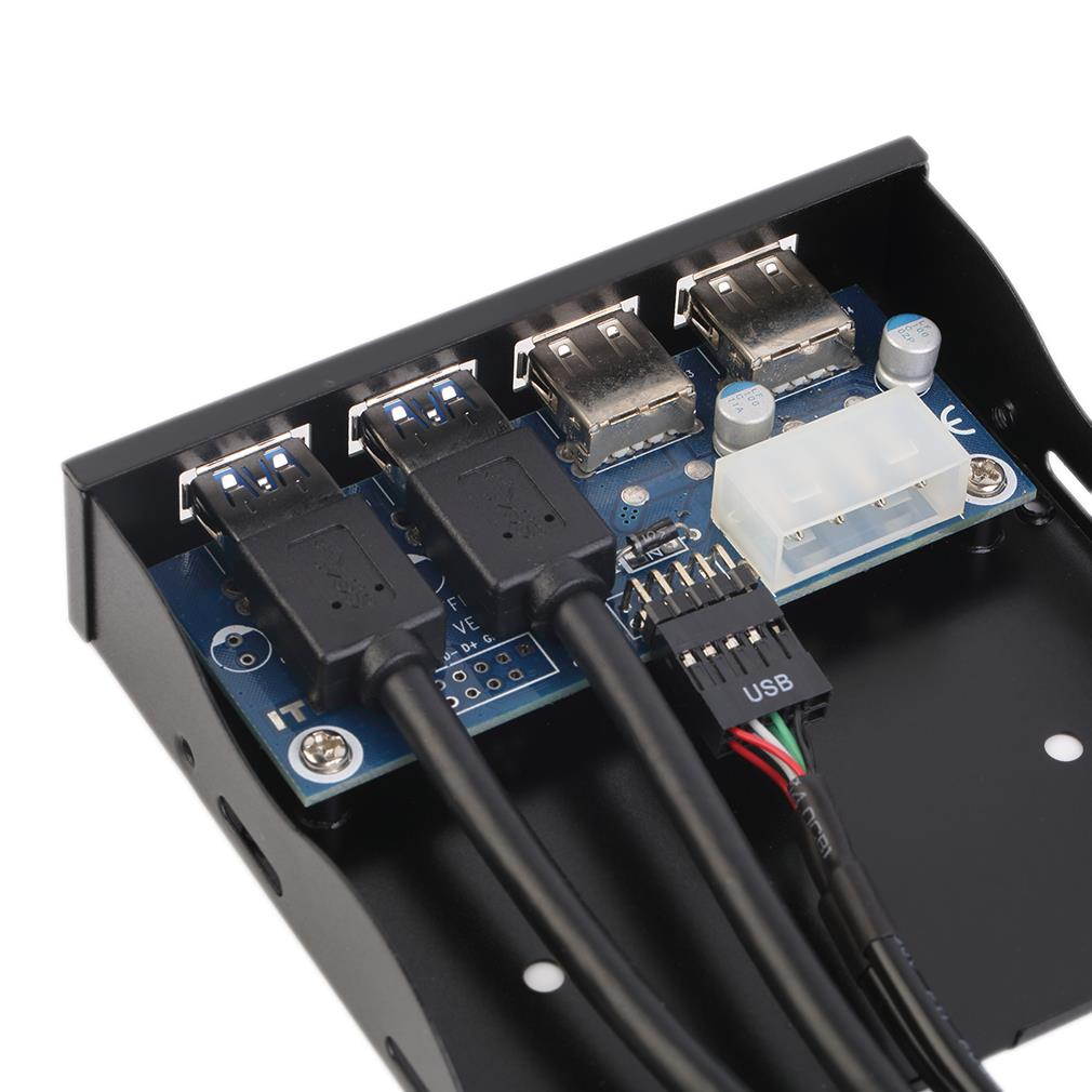 EnLabs FP35U22U32M PC Case 3.5 inch front panel 4 Ports USB Hub,2 Ports USB 3.0 & 2 Ports USB 2.0,2ft USB Type A Female to motherboard Adapter Cable