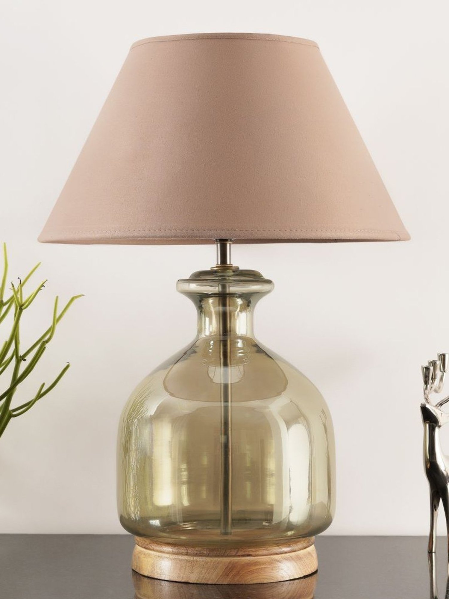 Kapoor Lamp Shades Smoke & White Glass Alper Luster Table Lamp