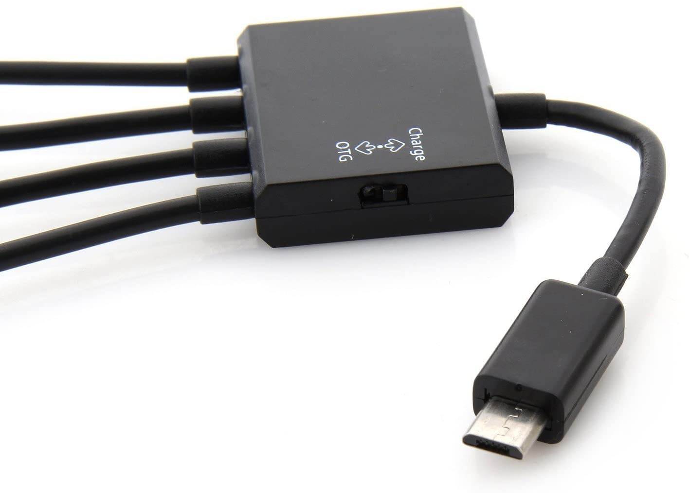 4 in 1 Micro USB HUB Adapter with Power, Charging OTG Host Cable Cord Adaptor Connector for Samsung Galaxy HTC Android Smart Phone Tablet Supports OTG Function