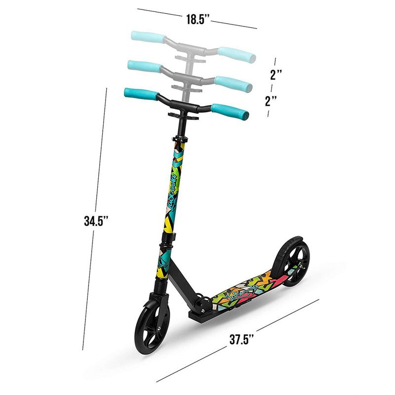 LaScoota Premium Adjustable Portable Folding Kick Scooter with Lightweight Wide Non Slip Deck and Carry Strap, Graphic