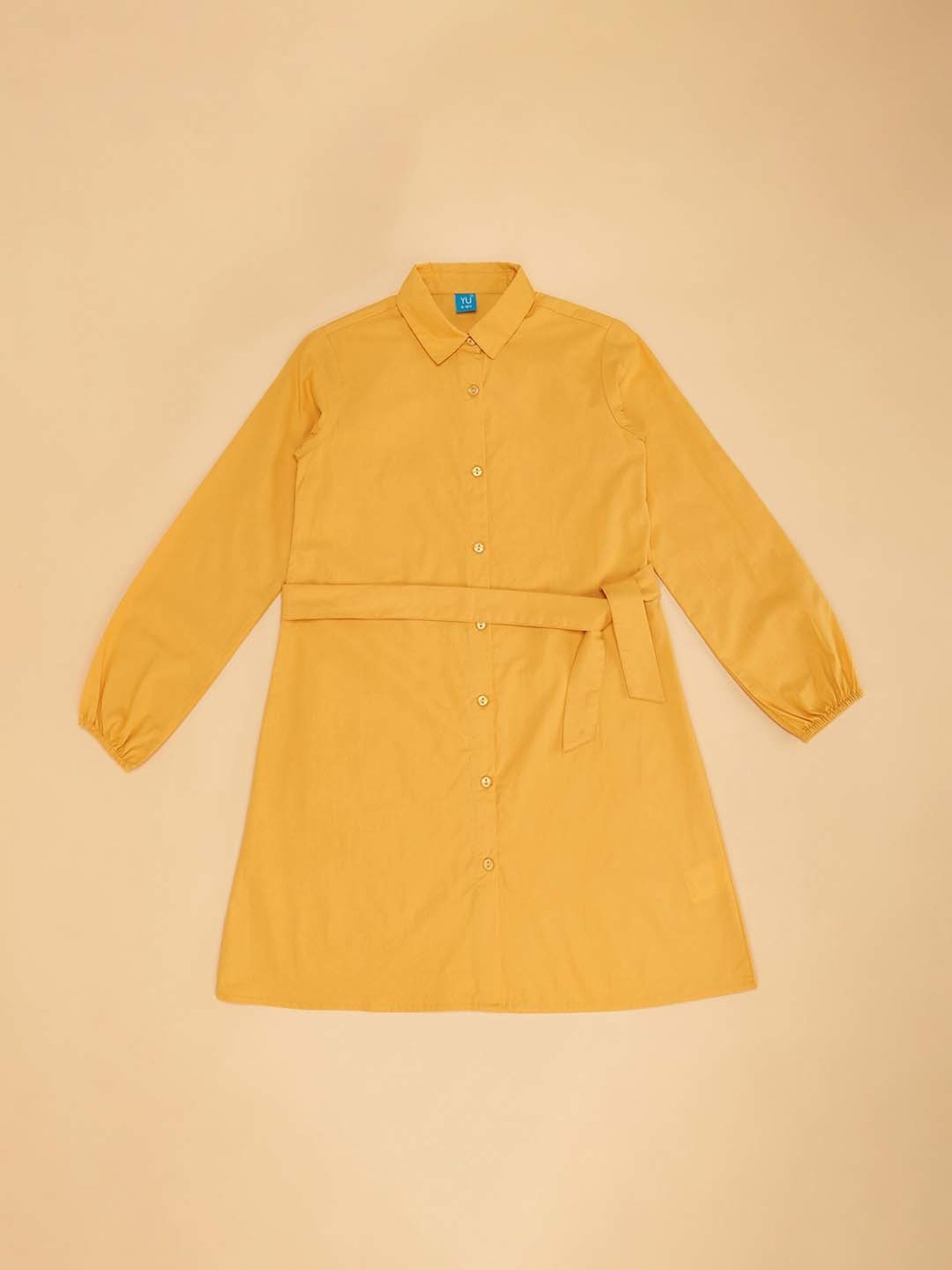 YU by Pantaloons Kids Yellow Cotton Loose Fit Full Sleeves Dress
