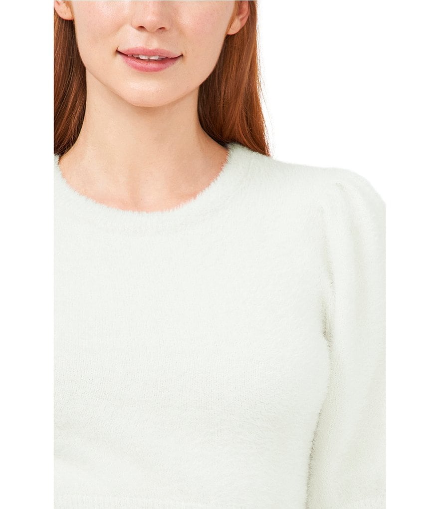 A Loves A Round Neck Long Bishop Sleeve Rib Knit Sweater