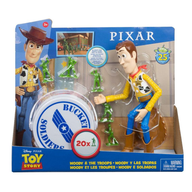 Fisher-Price Disney Toy Story Figure Set | 10 Inch Woody & 20 Army Men In Bucket