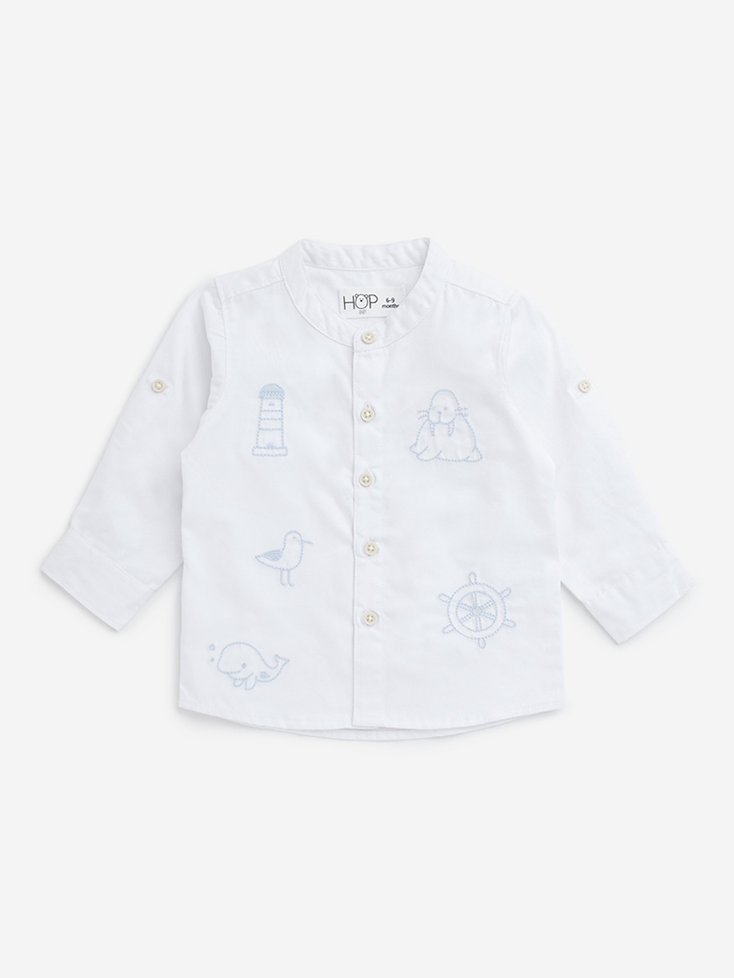 Pantaloons Baby White Cotton Printed Shirt
