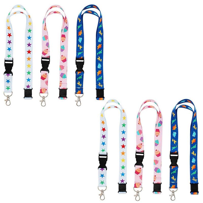 6-Pack Kids Lanyards With Detachable Buckle, 3 Designs