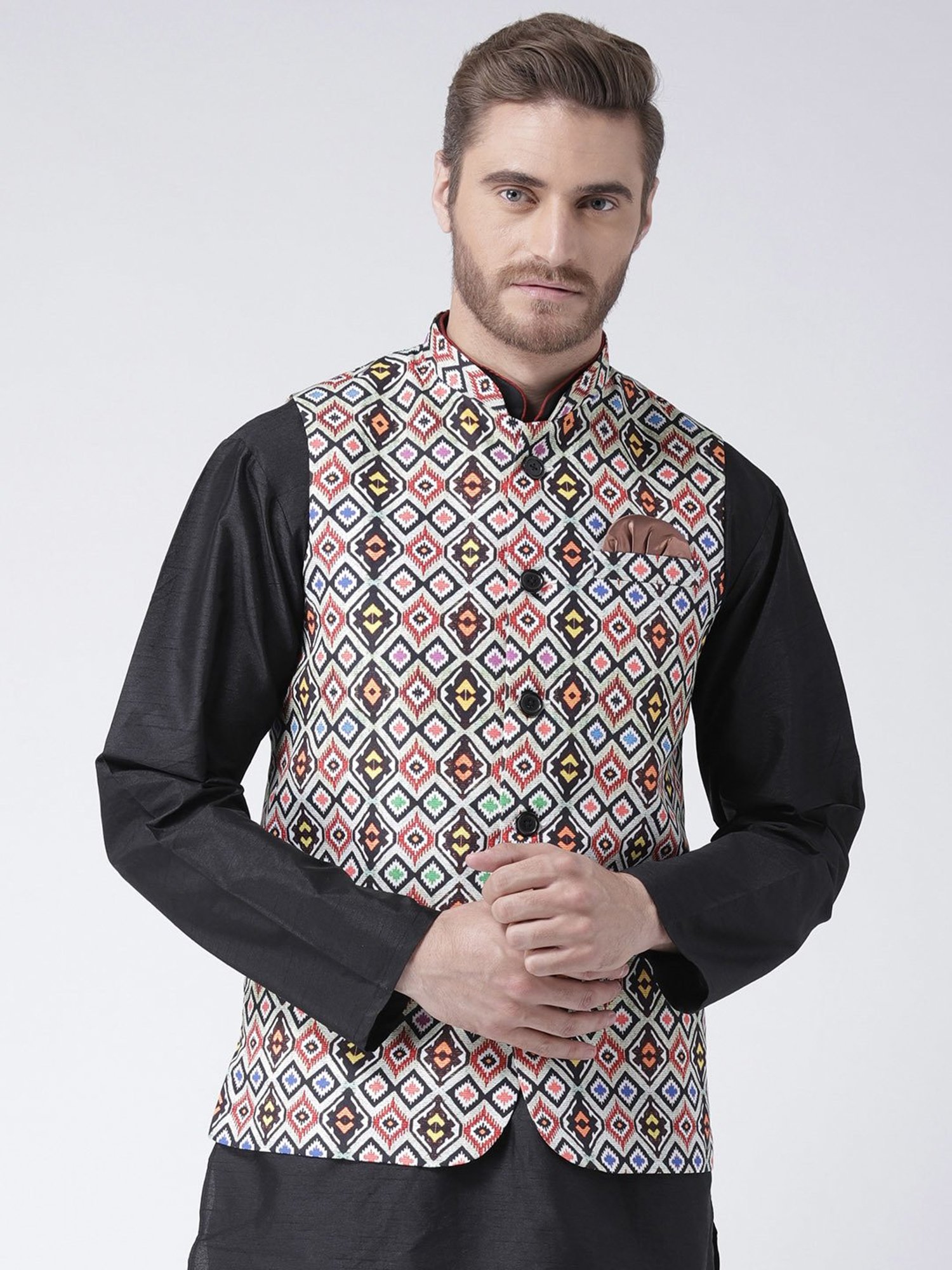 Hangup Plus Multicolor Regular Fit Printed Nehru Jacket