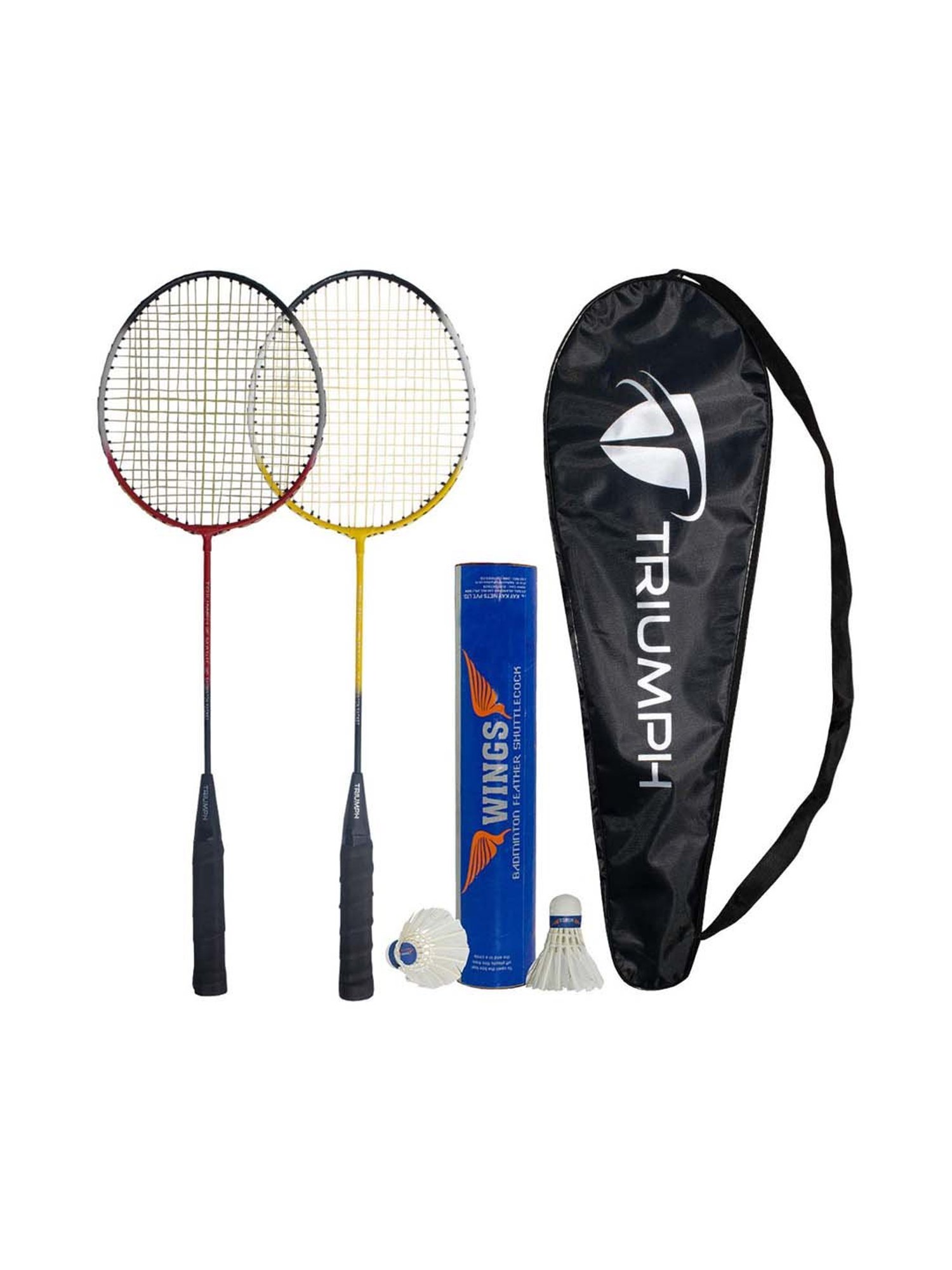 Triumph Multicolored Badminton Racquets with Shuttlecock for Adults (Set of 2)