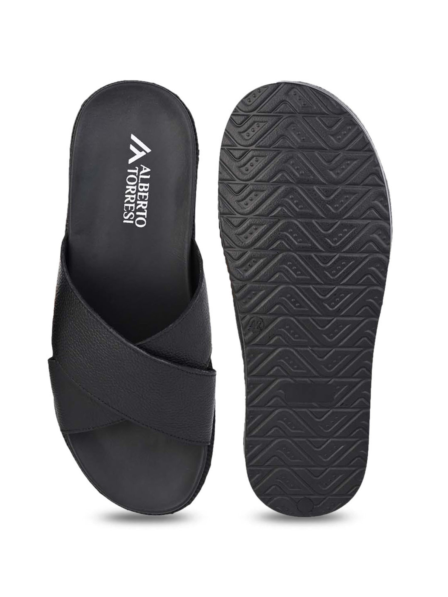 Alberto Torresi 
 Men's Black Cross Strap Sandals