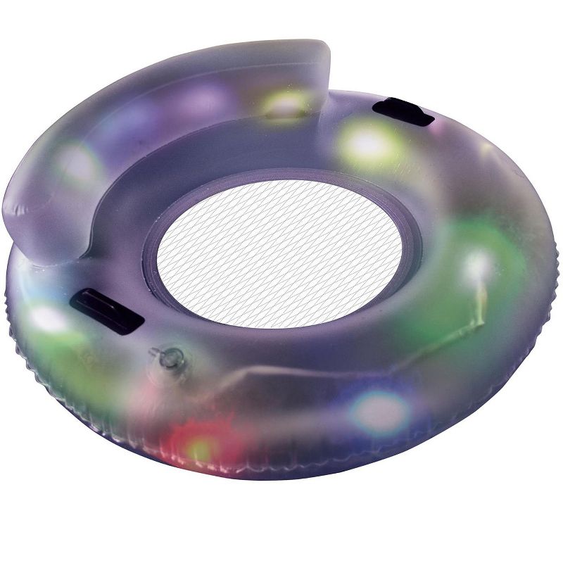 Pool Central 43.25" Inflatable Blue Swimming Pool Multi Color LED Lighted Tube Lounger