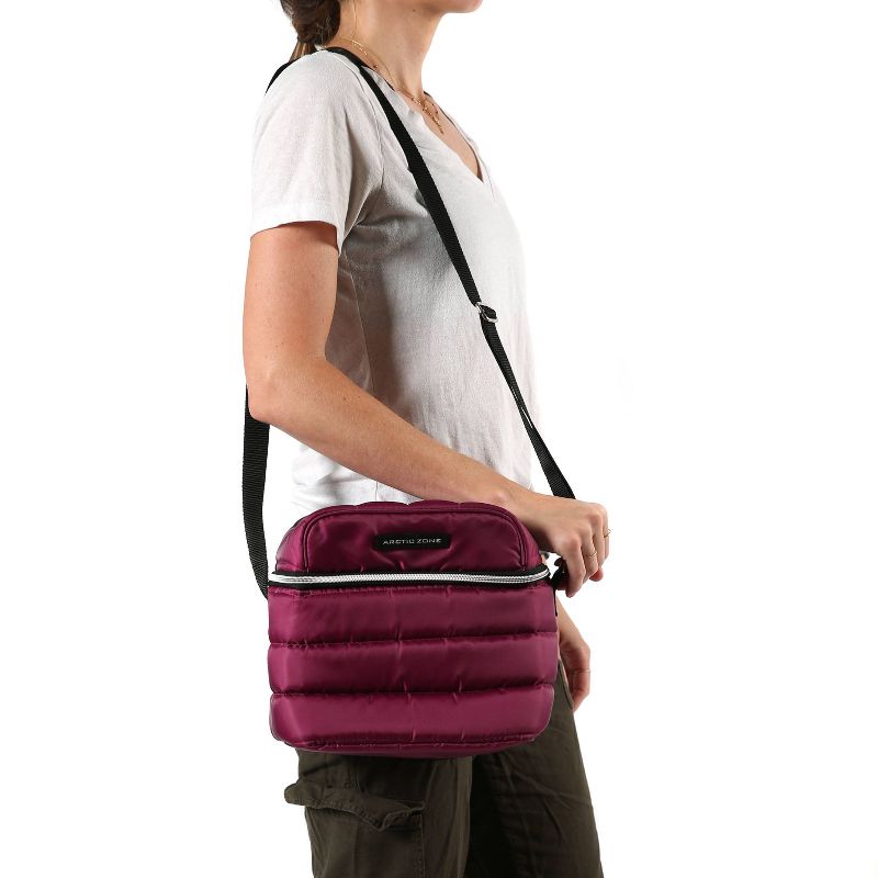 Arctic Zone Crossbody Quilted Lunch Bag - Red/Violet