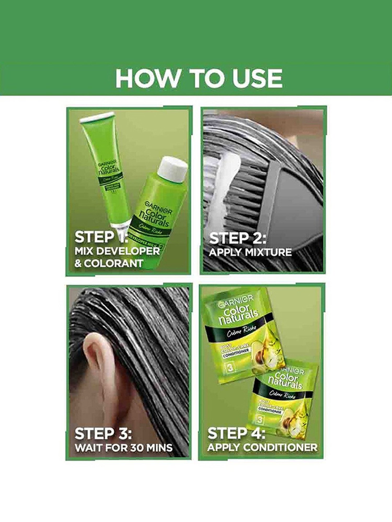 Garnier Color Naturals Creme Hair Color Shade 3 Darkest Brown - 70 ml + 60 gm