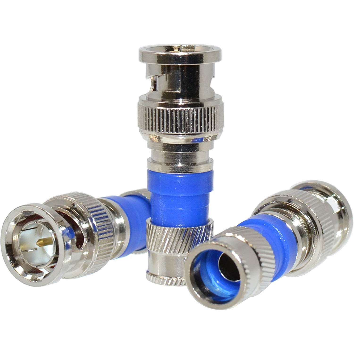 50 Pack BNC Compression Connector Adapter for RG6 Coax Cable Dual Shield CCTV