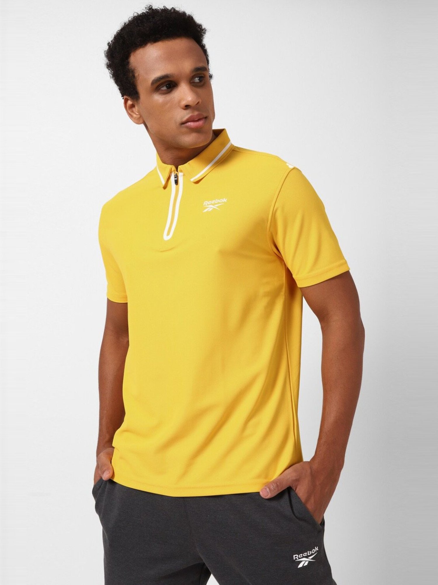 Reebok Yellow Slim Fit Sports Polo