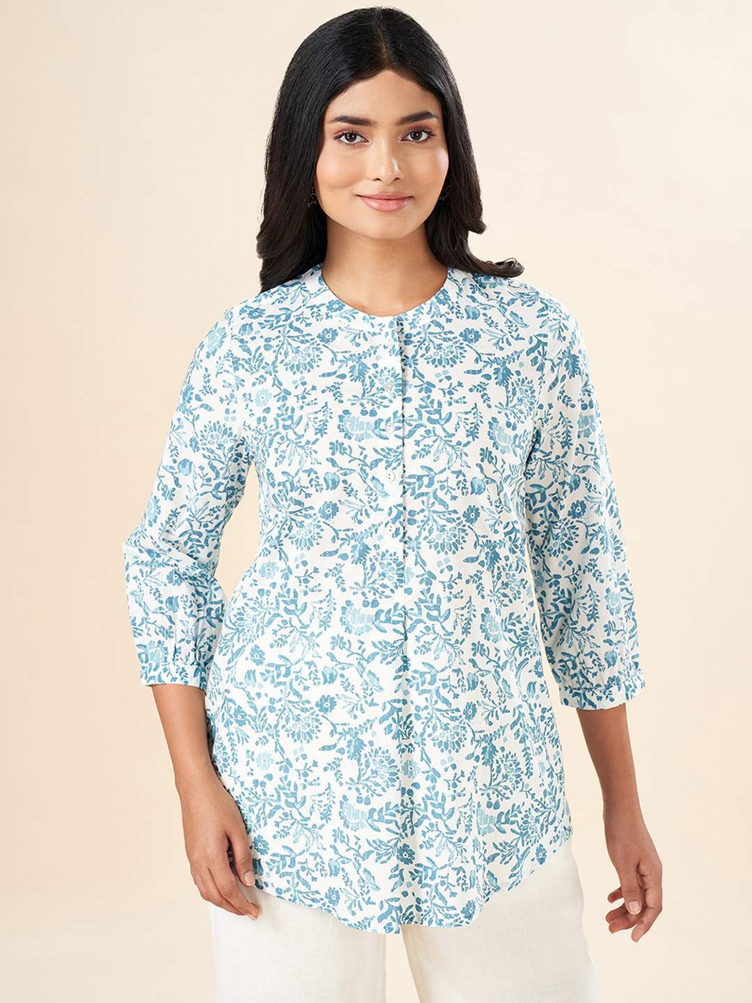 Akkriti by Pantaloons White Floral Print Tunic