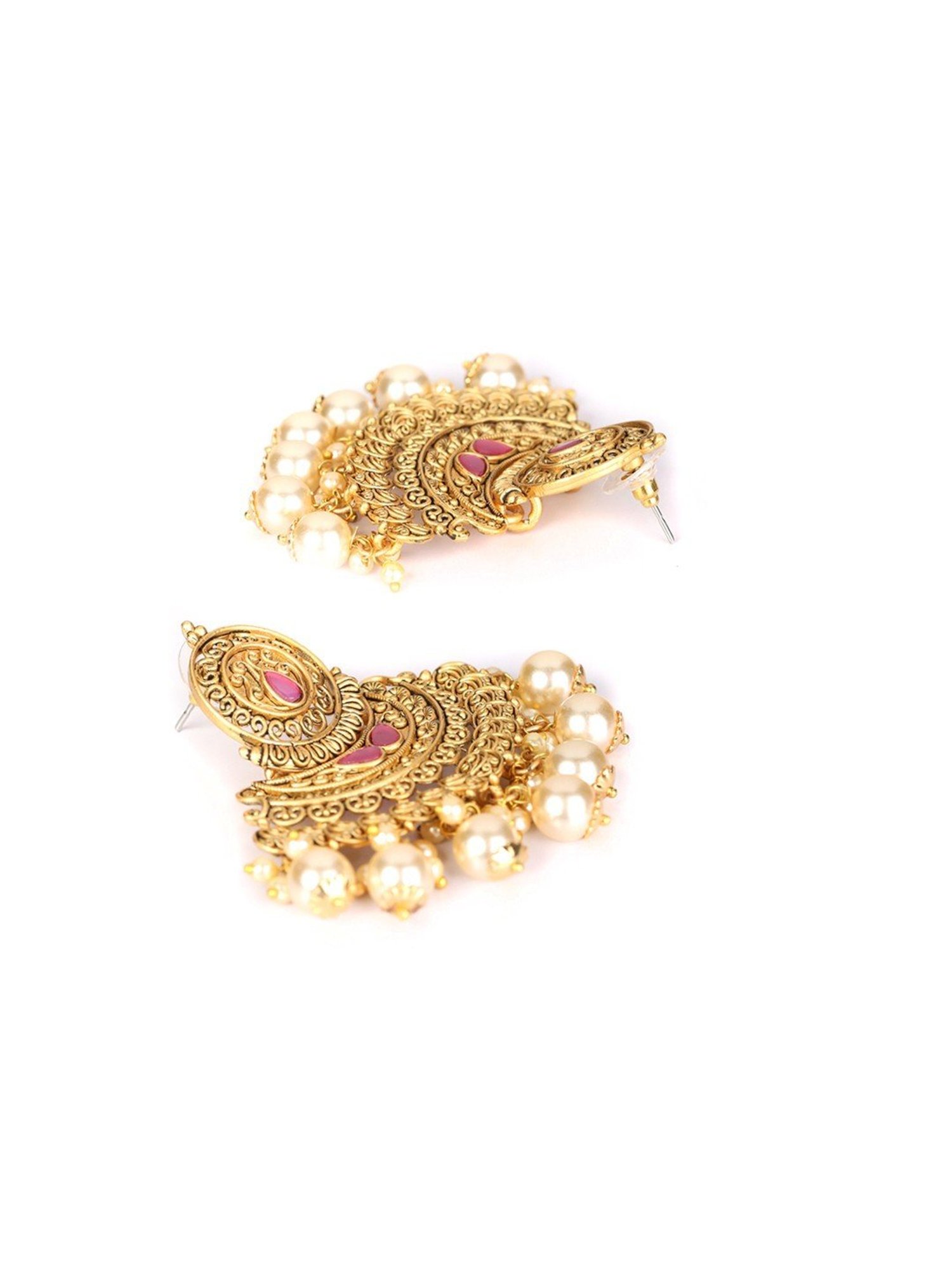 Priyaasi Pearls Beads Gold-Plated Dangler Earrings