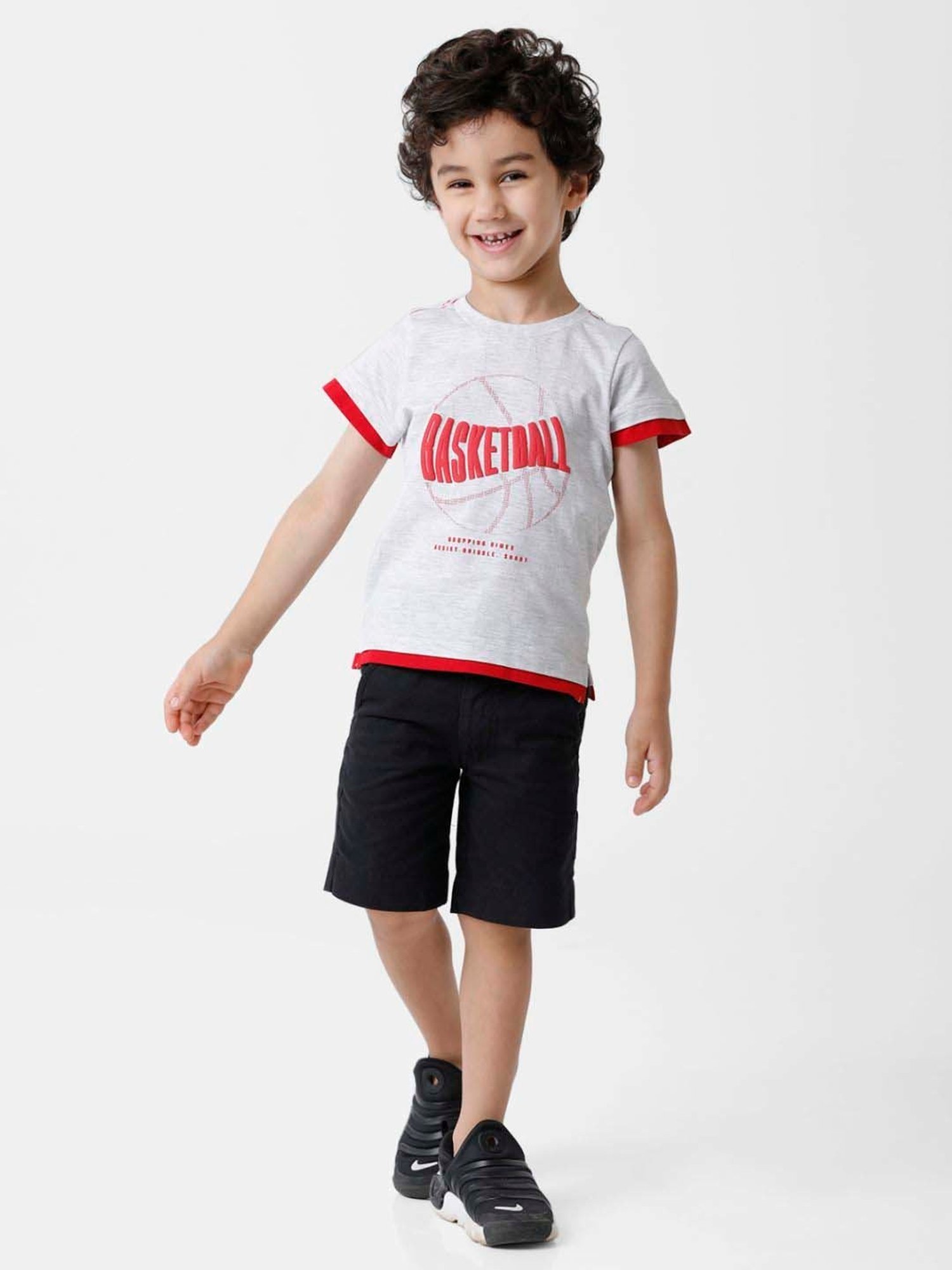 Kate & Oscar Kids Off-White & Red Cotton Printed T-Shirt
