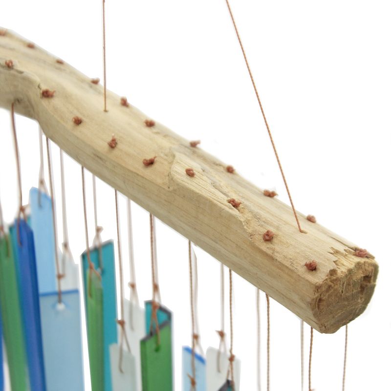 Home & Garden 17.5" Seaglass And Wood Windchime Unique Hand Made Gold Crest Distributing  -  Bells And Wind Chimes