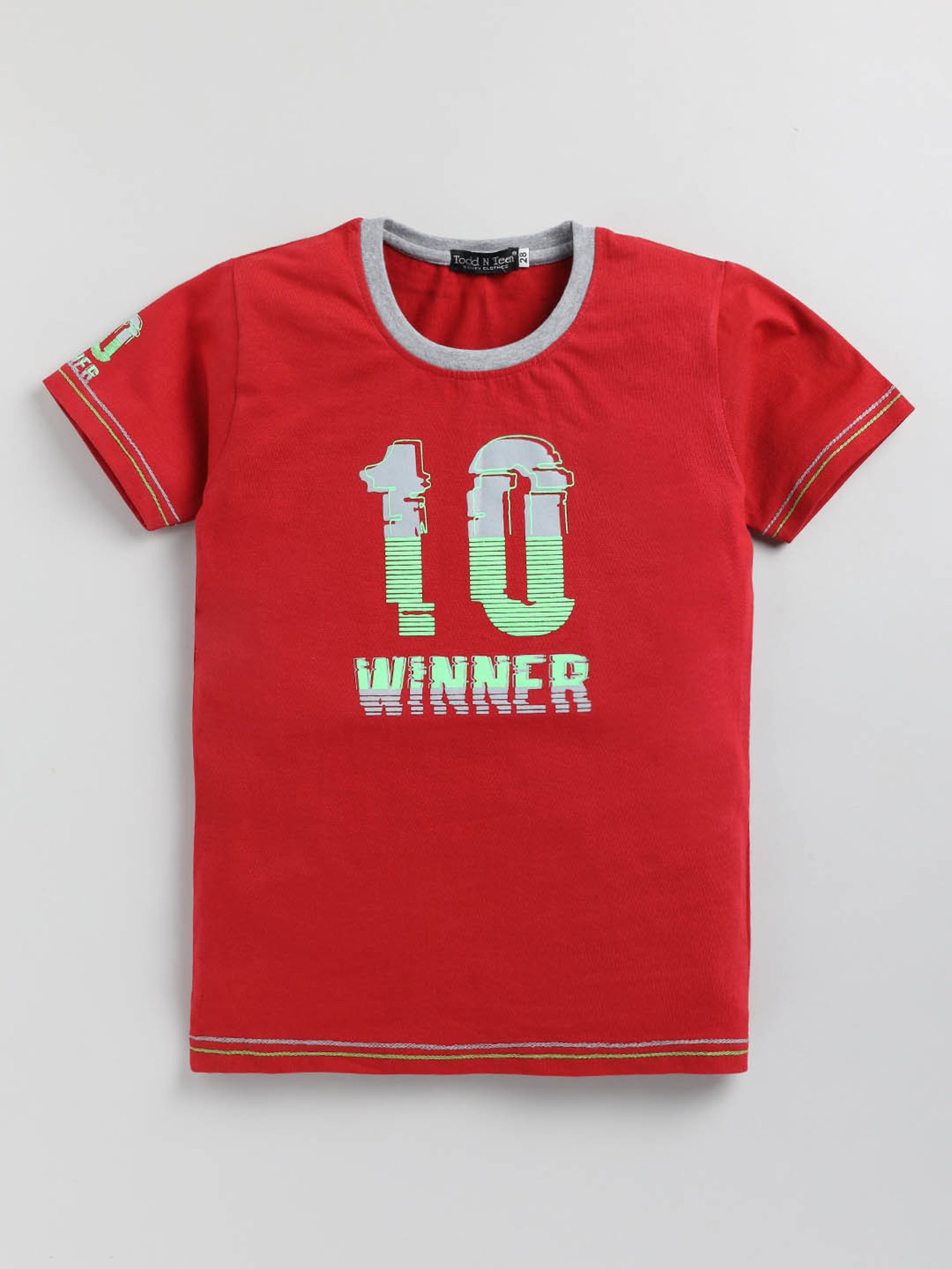 Todd N Teen Kids Red & Grey Graphic Print T-Shirt with Trackpants