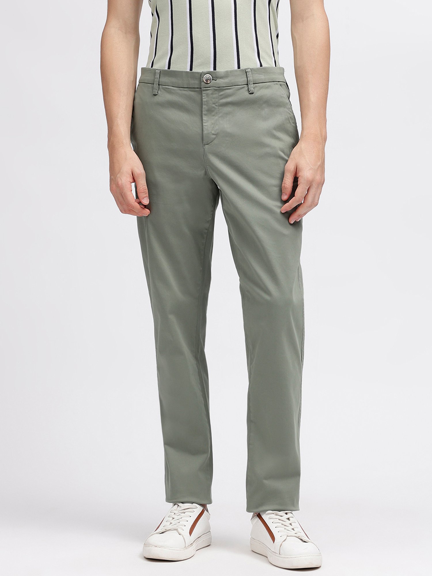 Bruun & Stengade Sage Green Regular Fit Flat Front Trousers