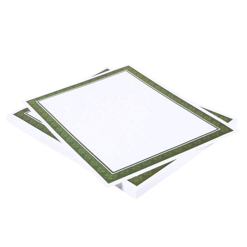 50-Sheet Certificate Paper, Letter Size Award Paper with Green Border for Diploma, 8.5" x 11"