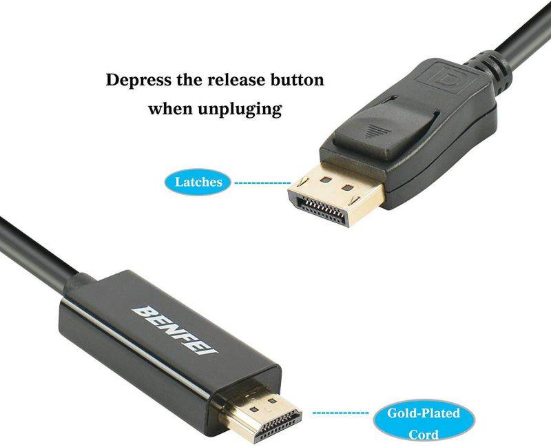 BENFEI DisplayPort to HDMI MALE cord 6 Feet Black Cable MALE to MALE for DisplayPort Enabled Computer and Laptops(Lenovo, Dell, HP, ASUS and other brand)
