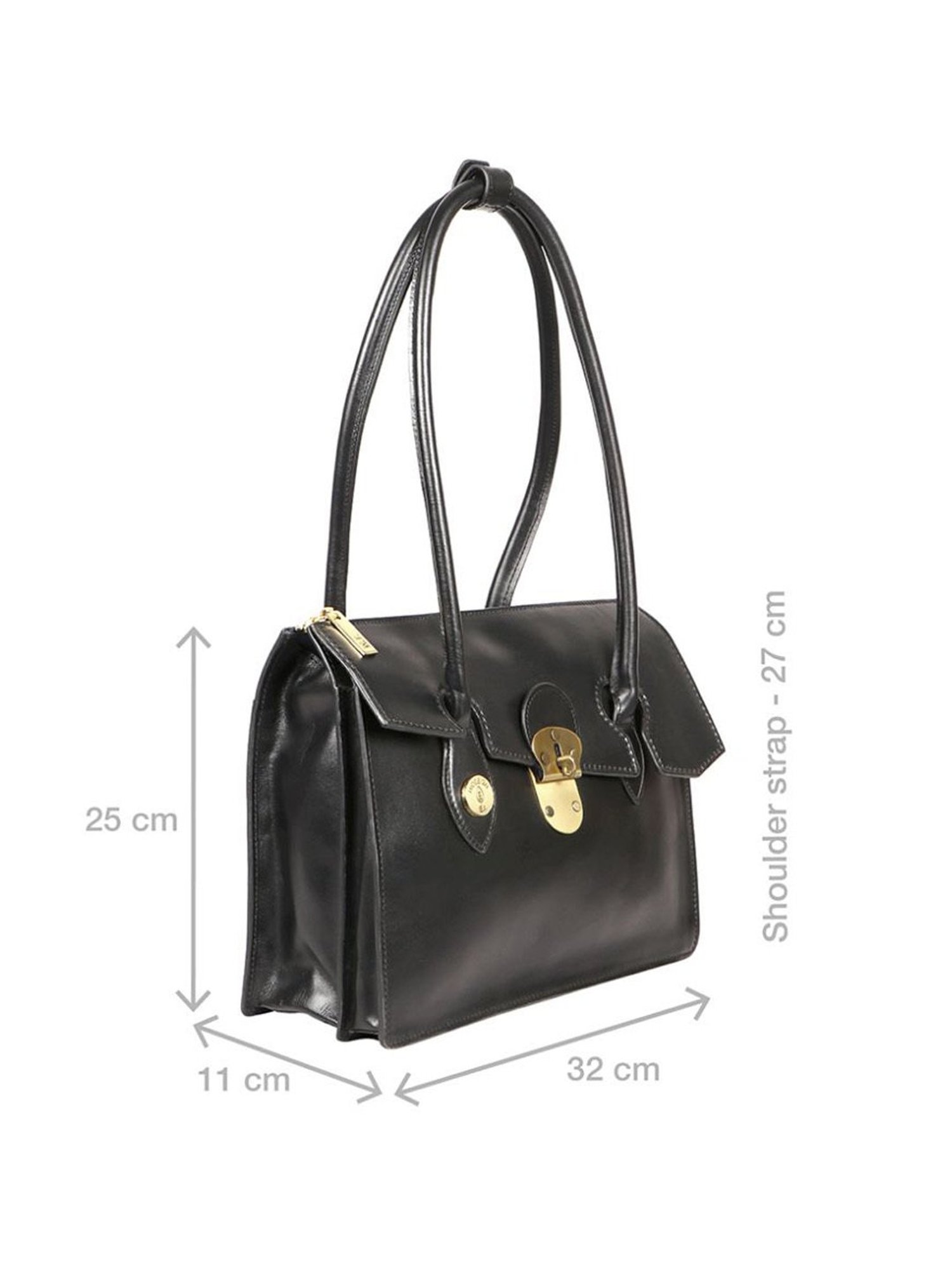 Hidesign EI Growth 03 Black Leather Solid Shoulder Handbag