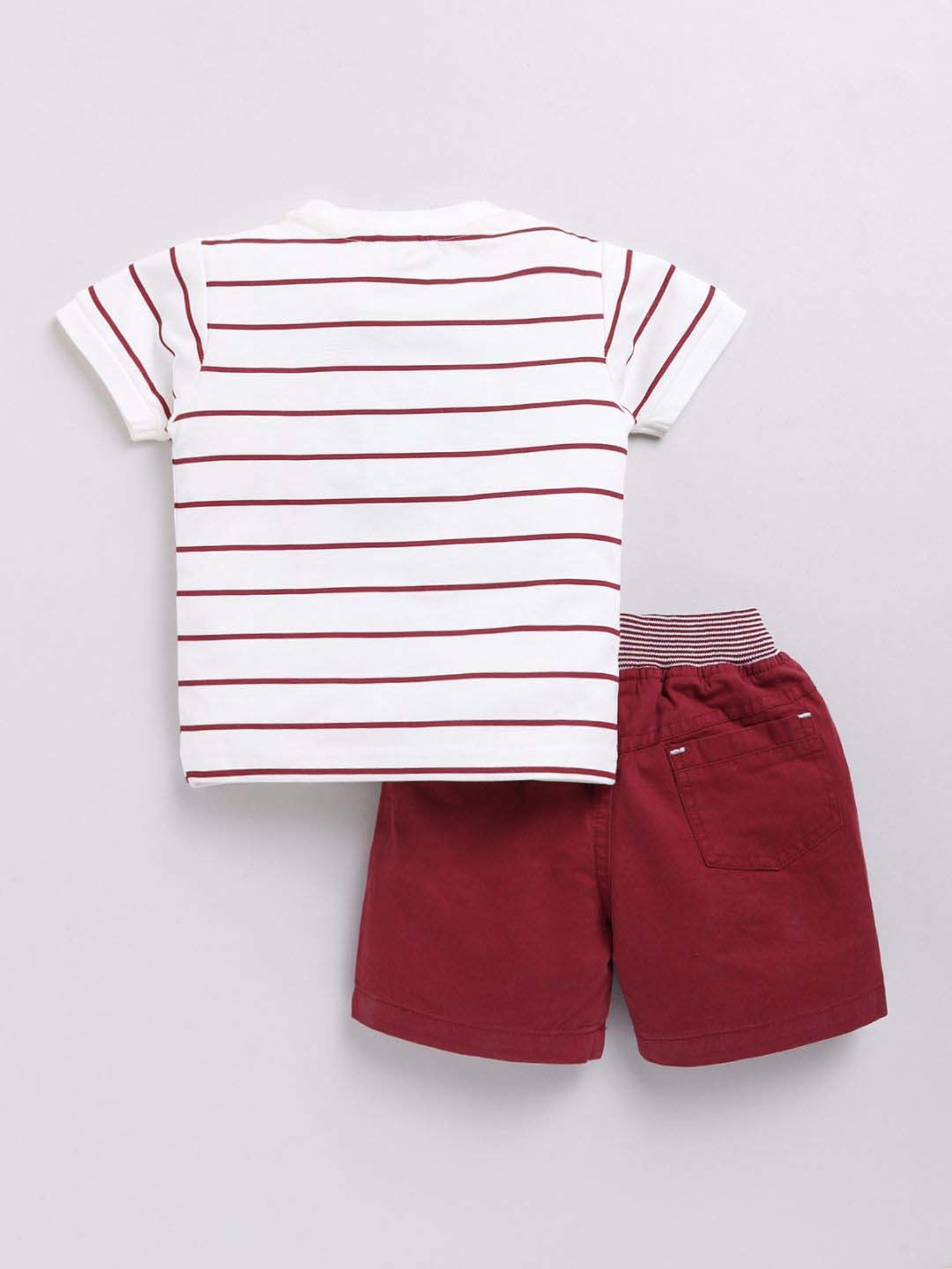 UNO KIDS Boys Brown & White Striped Top & Short sets