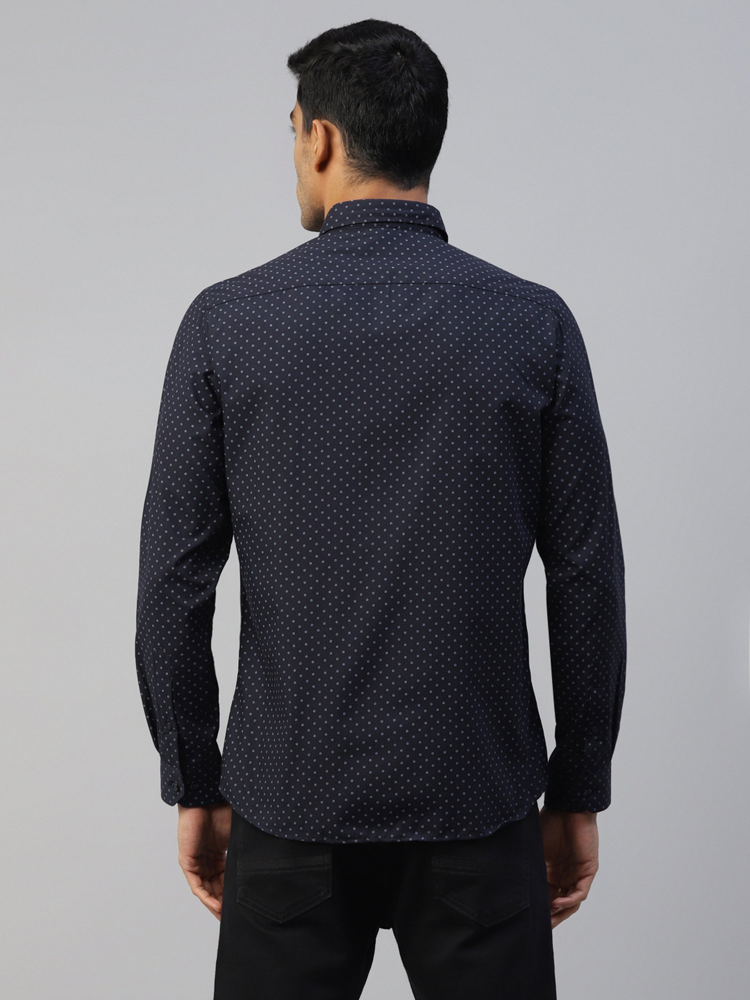 Don Vino Navy Regular Fit Printed Shirt