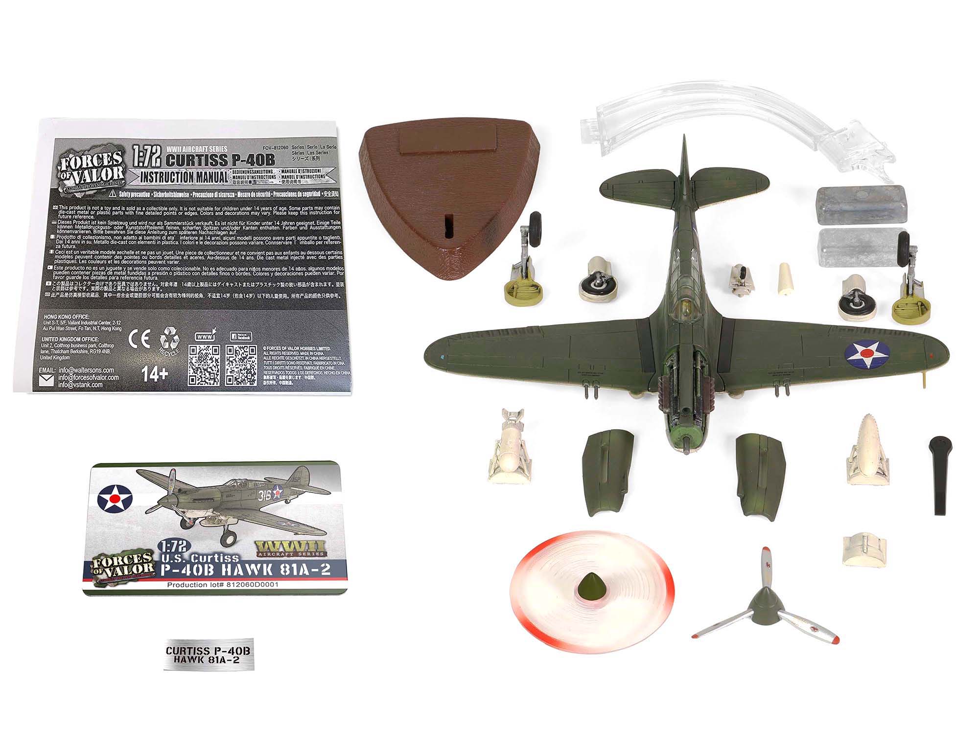 Curtiss P-40B HAWK 81A-2 Aircraft Fighter "3rd Pursuit Squadron American Volunteer Group P-8127 Serial : 47 China" (June 1942) "WW2 Aircrafts Series" 1/72 Diecast Model by Forces of Valor